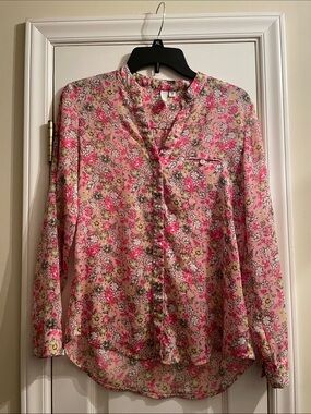 Kut from the Kloth Pink Floral Button-Front Blouse